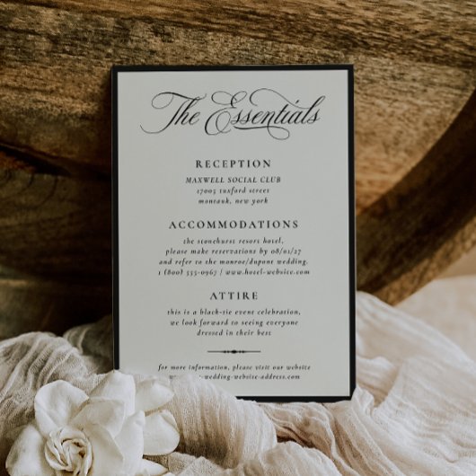 Stately Calligraphy Wedding Details Card Einladung