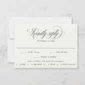 Stately Calligraphy Wedding Meal Choice RSVP Karte (Vorderseite)