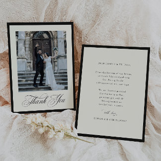 STATELY CALLIGRAPHY Wedding Photo Dankeskarte