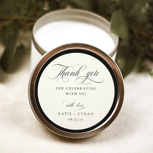 STATELY CALLIGRAPHY Wedding Thank You Runder Aufkleber