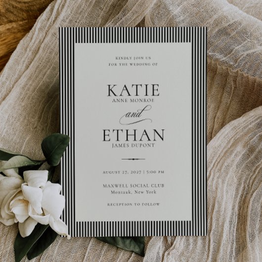 Stately Stripes Frame Wedding Invitation Einladung