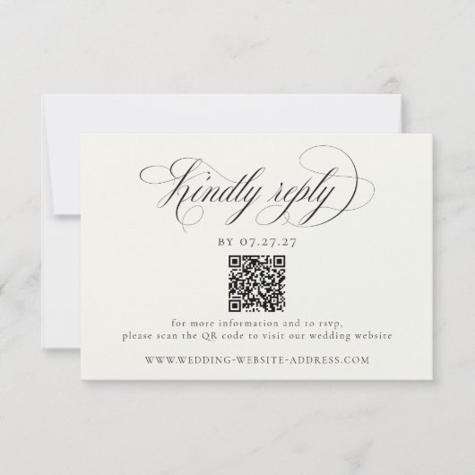 Stately Stripes Wedding QR Code RSVP Karte (Vorderseite)