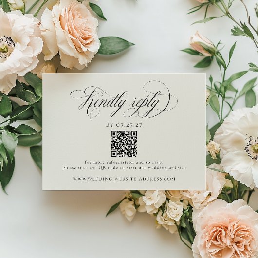 Stately Stripes Wedding QR Code RSVP Karte