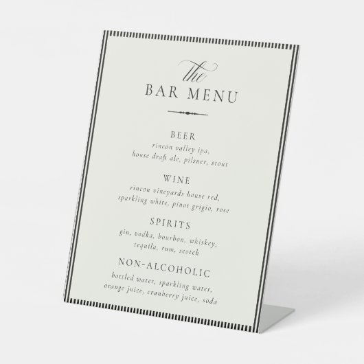 STATELY Wedding Bar Menu Sockelschild (Vorderseite)