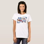 Statement Blau LET'S DREAM Druck T-Shirt (Vorne ganz)