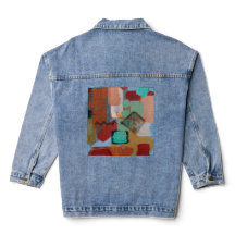 Statement-Denimjacke mit abstrakter Kunst