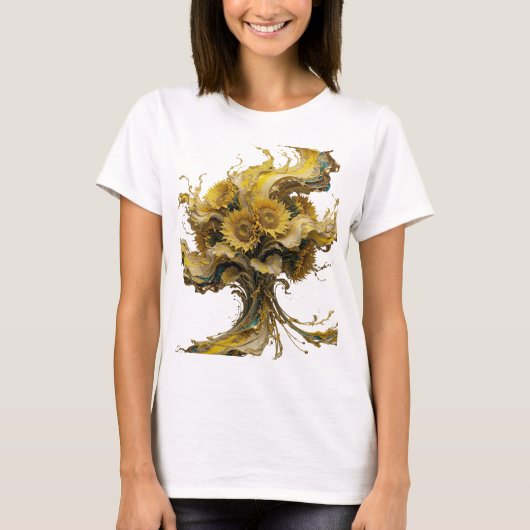 Statement Gold ABSTRACT ART Kunstdruck T-Shirt (Vorderseite)