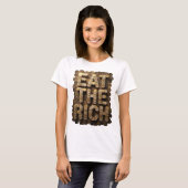 Statement Gold EAT THE RICH Textdesign T-Shirt (Vorne ganz)