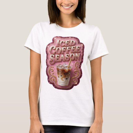 Statement Gold EISKAFFEE-ZEIT Moderner Design T-Shirt (Vorderseite)