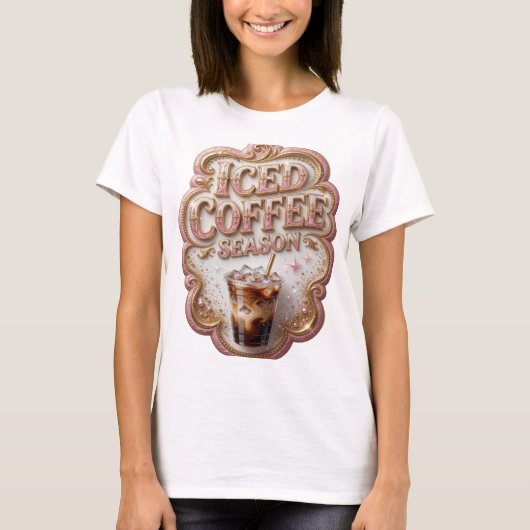 Statement Gold EISKAFFEE-ZEIT Mutiges Design T-Shirt (Vorderseite)
