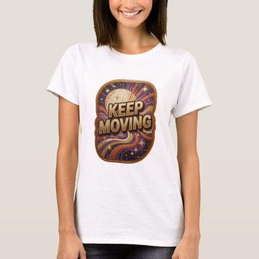 Statement Gold KEEP MOVING Wearable Art T-Shirt (Vorderseite)