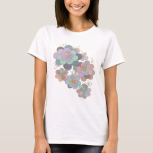 Statement Grau FLOWERS AND STARS Künstlerisches Mo T-Shirt