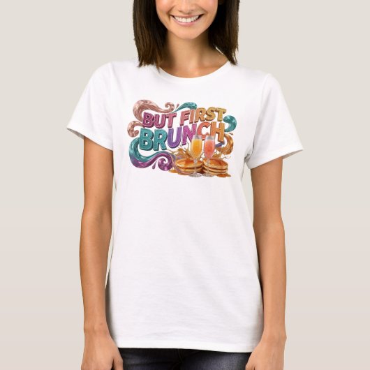 Statement Orange ABER ZUERST BRUNCH Tee (Vorderseite)