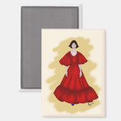 Statement Red Look with Dreamy Yellow Scene Magnet (Vorderseite/Rückseite)