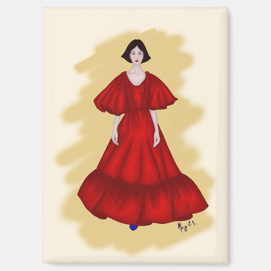 Statement Red Look with Dreamy Yellow Scene Magnet (Vorderseite)