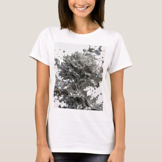 Statement Silber ABSTRACT ART Statement T-Shirt v2 (Vorderseite)