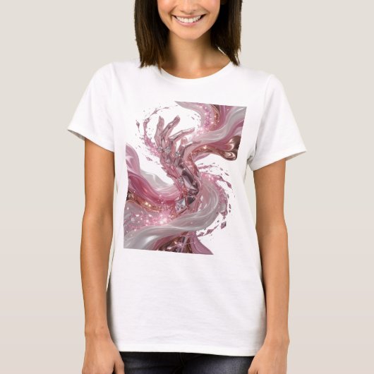 Statement Silber ABSTRACTE KUNST Kunst Druck v3 T-Shirt (Vorderseite)