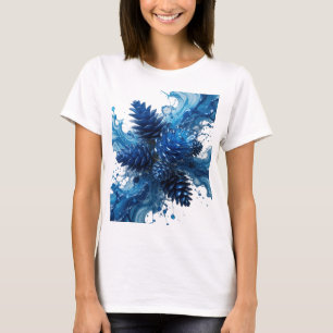 Statement Silber BLAUE BLUMENSPRITZER Hemd Design T-Shirt