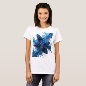 Statement Silber BLAUE BLUMENSPRITZER Hemd Design T-Shirt (Vorne ganz)