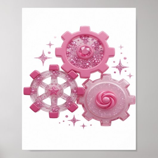 Statement Silber GEARS AND STARS Design Poster (Vorne)
