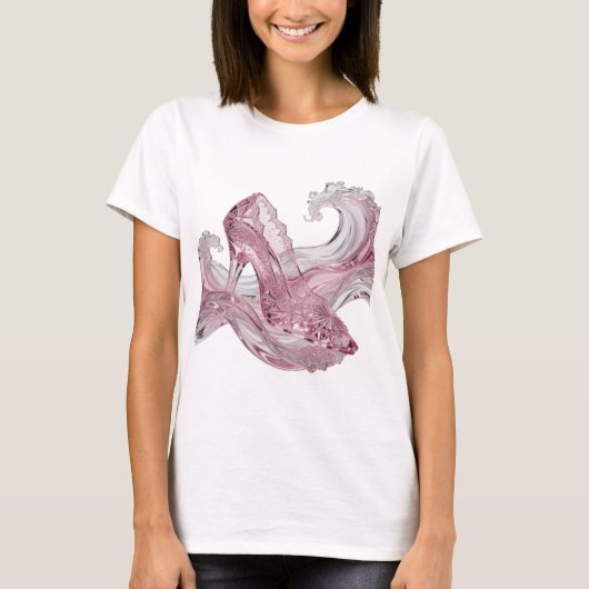Statement Silber GLAS SCHUHE WELLE Fette Design T-Shirt (Vorderseite)