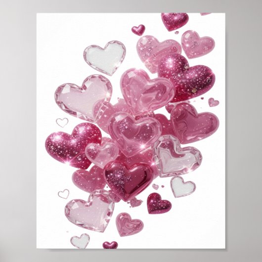 Statement Silber HEARTS IN SPACE Künstlerisches Mo Poster (Vorne)