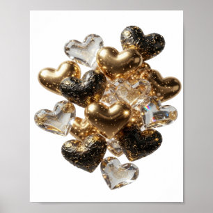 Statement Silber HERZEN AUS GOLD UND GLAS Poster
