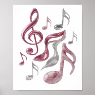 Statement Silber MUSIC IN EVERY NOTE 3D Text Kunst Poster