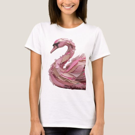 Statement Silber PINK SWAN Grafikdesign T-Shirt (Vorderseite)