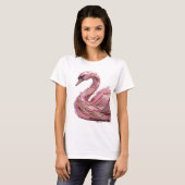 Statement Silber PINK SWAN Grafikdesign T-Shirt (Vorne ganz)