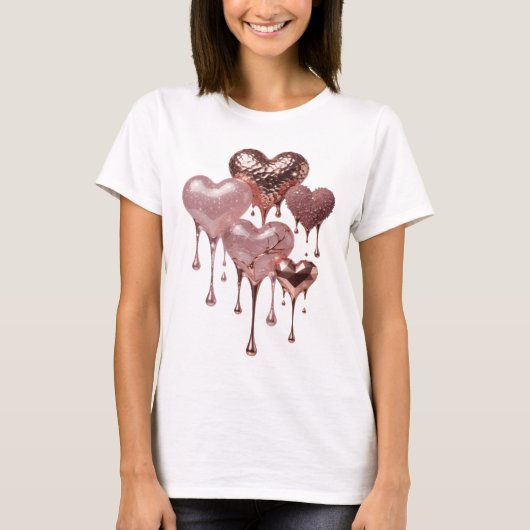 Statement Silber ROSE GOLD HEARTS Slogan Tee (Vorderseite)