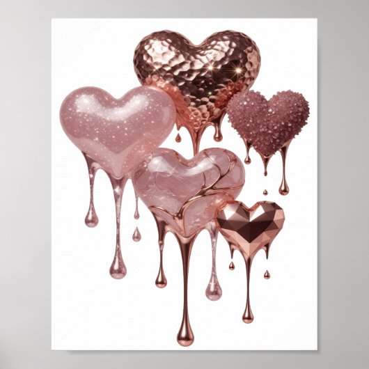 Statement Silber ROSE GOLD HERZEN Poster (Vorne)
