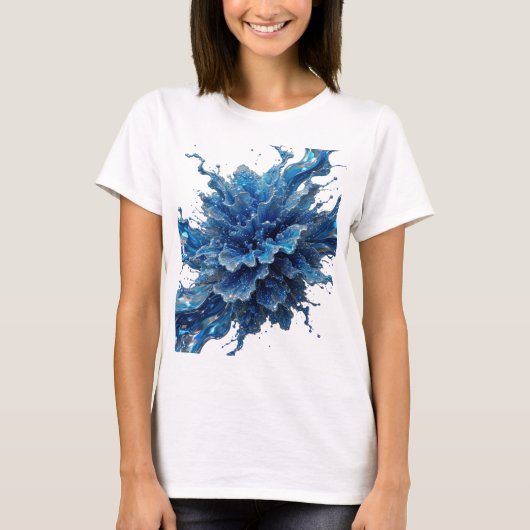 Statement Silber WATER FLOW Wearable Art T-Shirt (Vorderseite)