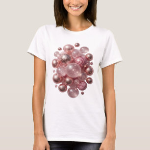 Statement Silberne PINK GLAS BLASEN 3D Text Kunst T-Shirt