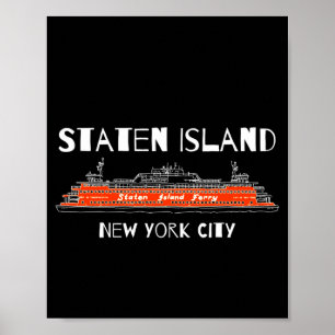 Staten Island Ferry New York Illustration Poster