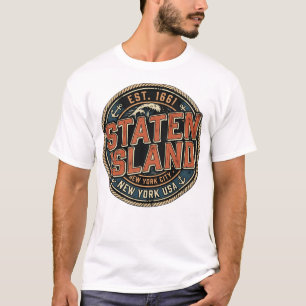 Staten Island New York City Vintage-Nautik-Abzeich T-Shirt