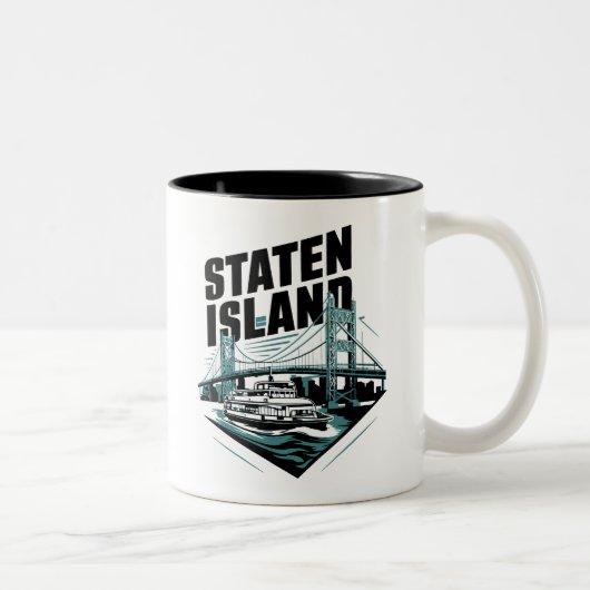 Staten Island New York Ferry Zweifarbige Tasse (Rechts)