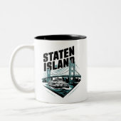 Staten Island New York Ferry Zweifarbige Tasse (Links)