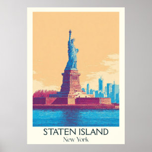 Staten Island NY Vintage Freiheitsstatue Poster