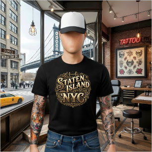 Staten Island NYC verzierte Gold-Fähre-Brücke-Kuns T-Shirt