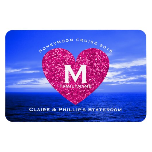 Stateroom Domarker Honeymoon Cruise Pink Heart Magnet (Horizontal)