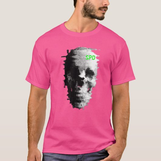 Static Glitch Ghost Skull TV T-Shirt (Vorderseite)