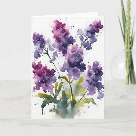 Statice - Aquarellblumen Karte (Vorderseite)