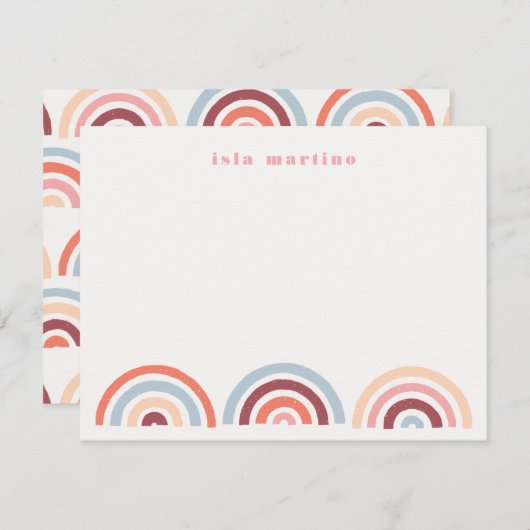 Statierte Rainbows Kids Stationery Card - Maroon Save The Date (Vorne/Hinten)
