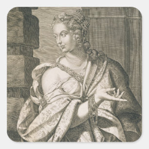 Statilia Messalina dritte Ehefrau von Nero (Stich) Quadratischer Aufkleber