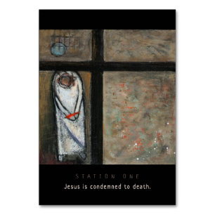 Station 1, Jesus verurteilte die Gebetskarte Tischnummer