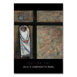 Station 1, Jesus verurteilte die Gebetskarte Tischnummer