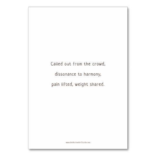 Station Five, Simon Cyrene hilft, Prayer Card Tischnummer (Rückseite)