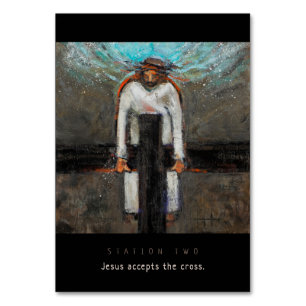 Station zwei, Jesus nimmt Quergebets-Karte an Tischnummer