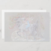 Stationär - Einhorn-Valentinsgruß Briefpapier (Vorne/Hinten)